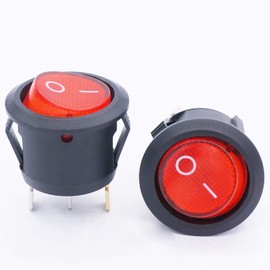TWTADE / 8Pcs Red Light Illuminated ON/Off 3 Pin 2 Position SPST Snap-in Round Latching Button Toggle Rocker Boat Switch AC 250V/10A 125V/12A （Quality Assurance for 1 Years）KCD1-5-101N-R