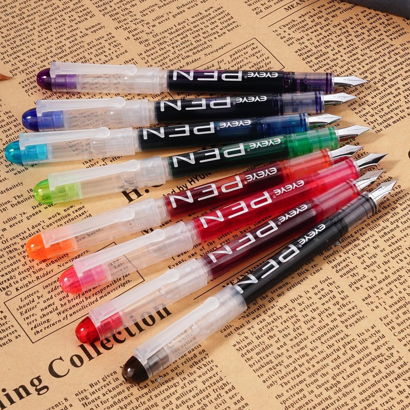 EYEYE Disposable Fountain Pens, 8 Pack Multicolor Fine Point Fountain