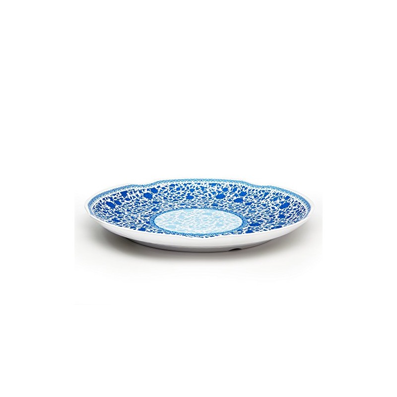 Q Squared Heritage BPA-Free Melamine Large Serving Platter, 16-Inches, Blue