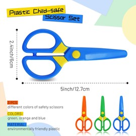 JIALEEY Plastic Child-Safe Scissor Set, Toddlers Training Scissors, Pre-School Training Scissors and Children Art Supplies（3pcs）