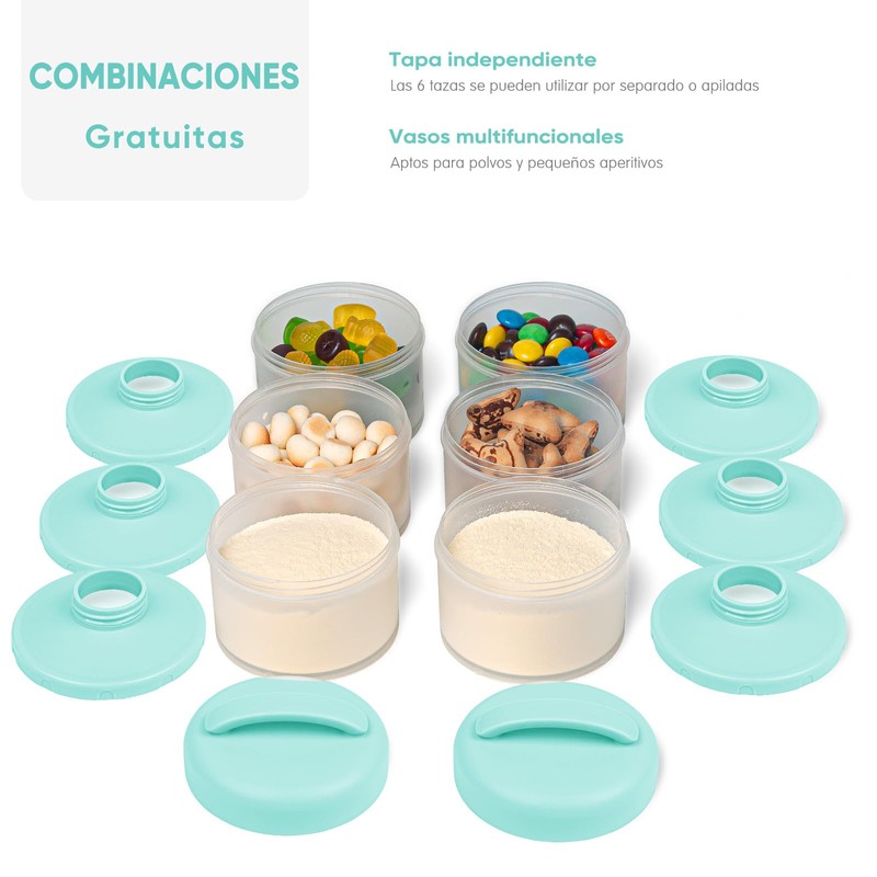 Dispensadores de Leche en Polvo Apilable Recipientes de Comida Bebé