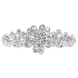 Flyonce Women´s Austrian Crystal Bridal Daisy Flower Brooch Clear Silver-Tone