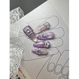 hello. Lilac Bride [Handmade Nail Tips] - xxs Almond / hello.라일락 브라이드[수제네일팁] - xxs아몬드