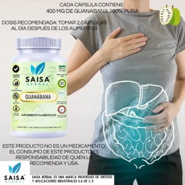 Guanábana  120 Cápsulas  Saisa Herbal  Suplemento Alimenticio Calidad Premium  Antioxidante Natural, Bienestar y Defensa Celular                      