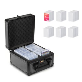 NEETBU Sports & Collectible Card Storage Case with Dual Compartments + 60 Protective Sleeve Boxes – Portable Organizer for Trading Cards, Memorabilia Display (6"x9"x9")