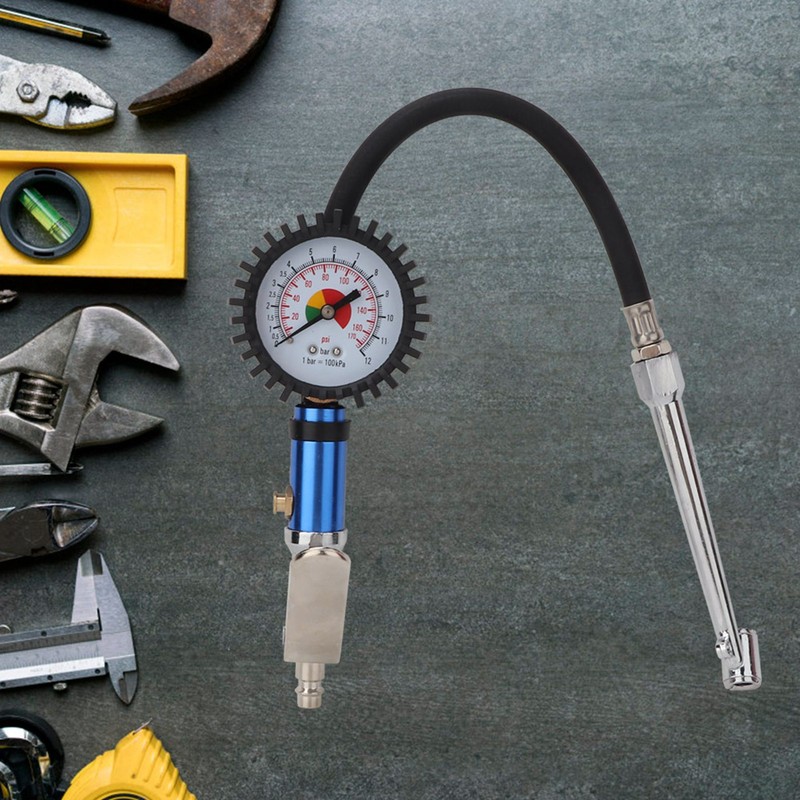 12 Bar Self clamping Tire Inflator with Air Pressure Gauge