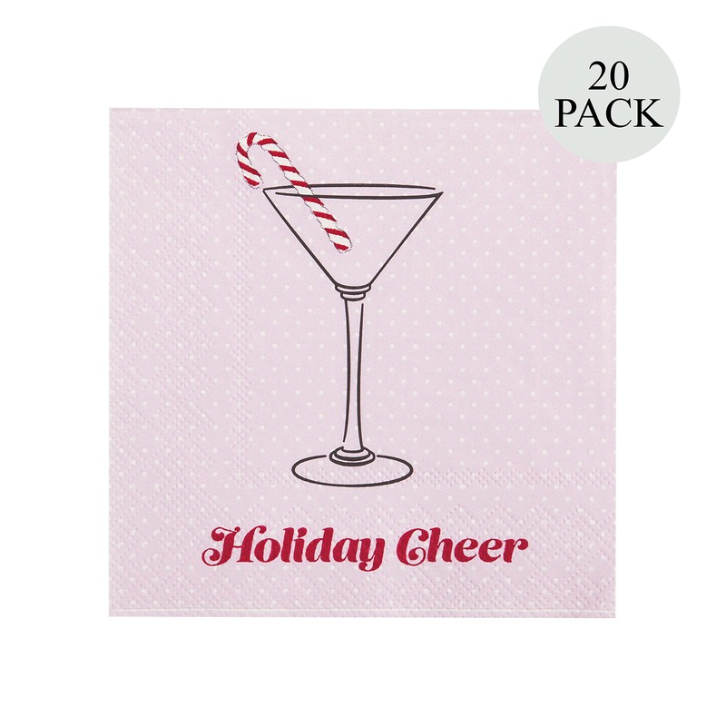 C.R. Gibson TW4-23698 Holiday Cheer Disposable Paper Cocktail Napkins for