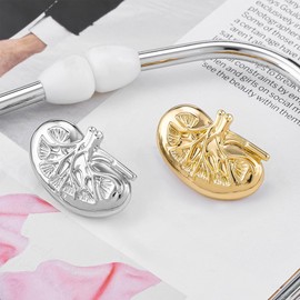 Dr's gift Kidney Anatomy Enamel Brooch Pin Gold Renal Lapel Badge Endocrinology Urology Jewelry for Doctors Nurses Medical Students