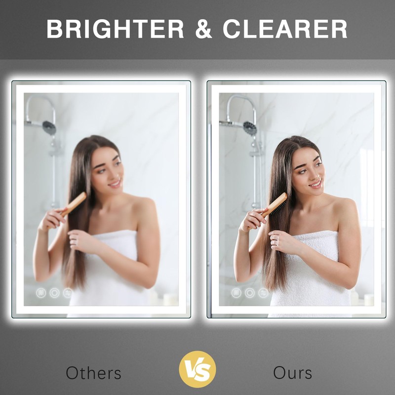 Memobarco LED Mirror for Bathroom 20"x 28" with Frontlit and