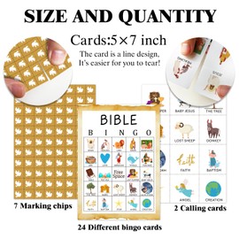 Bible Bingo Game, 24 Players Christian Sunday Church Bingo Cards for Women Men Party Favors for Family Open Day Holiday Party Activities Supplies Party Decoration Bingo Game- JK0103
