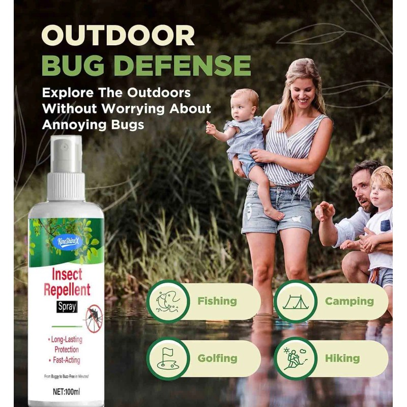 Insect Repellent Spray 100ml, Long-Lasting Mosquito Repellent for Camping, Hiking