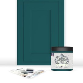 ALL-IN-ONE Paint, Durable cabinet and furniture paint. Built in primer and top coat, no sanding needed. Includes our 30 featured color card - Capri (green teal), 8oz Sample