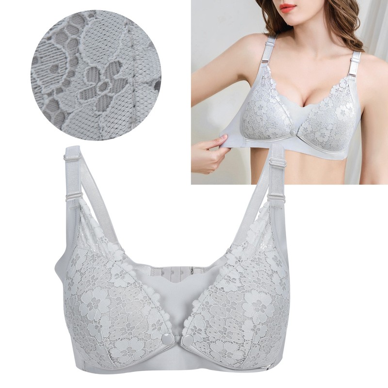Women's Breastfeeding Bra Soft Lace Front Closure Thin Comfy Seamless