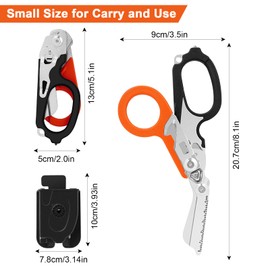 Awaiymi 6 In 1 Multi-function Trauma Shears With Holster, Stainless Steel Foldable Emergency Response Shears, Outdoor Camping Medical Scissors Tools, Sheath With EMT Scissors (Black +Orange)
