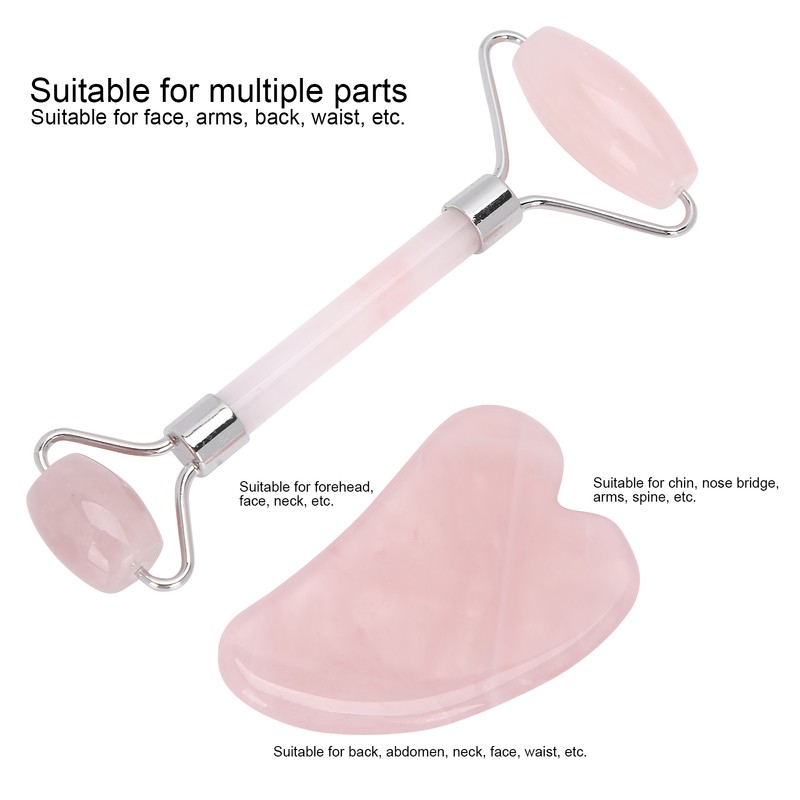 Rose Quartz Face Roller Massager Facial Lifting Tightening Roller Gua