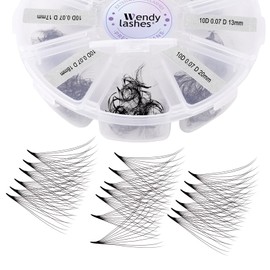 Ready-to-Use Fan Eyelashes, 10D, Pack of 500, Mix 13-20 mm, D Curl, 0.07 mm, Russian Volume Eyelashes, Ready-to-Use Fan Eyelash Extensions, Premade Fans Eyelash Extensions