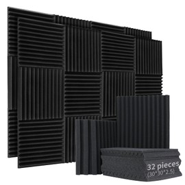 32 Pack Acoustic Foam Panel, 1" X 12" X 12" High-Density Sound Proofing Panels, Enhanced Acoustics and Audio Quality, Soundproofing Foam for Recording Studios, Home Theaters, Bedrooms, Offices
