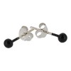 Touch Jewellery 925 Sterling Silver Ball Stud with Black Enamel