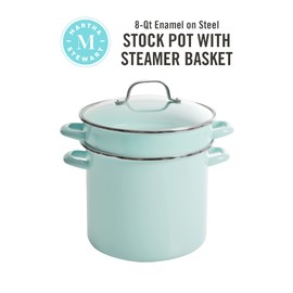 Martha Stewart Thayer 8-Quart Enamel On Steel Scratch Resistant Stock Pot w/Lid - Martha Blue