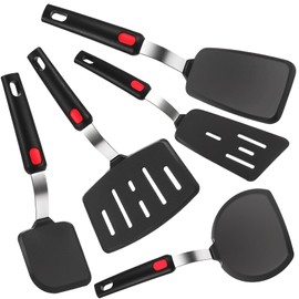 5 Pack Silicone Spatula Turner, Spatulas Silicone Set for Nonstick Cookware, 600°F Heat Resistant Kitchen Cooking Utensils Set for Egg, Pancake Dishwasher Safe