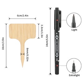 KINGLAKE GARDEN Bamboo Plant Labels,60 PCS Plant Sign Tags Vegetable Garden Markers Wood T-Type Plant Tags for Garden Potted Plants(6x10cm)