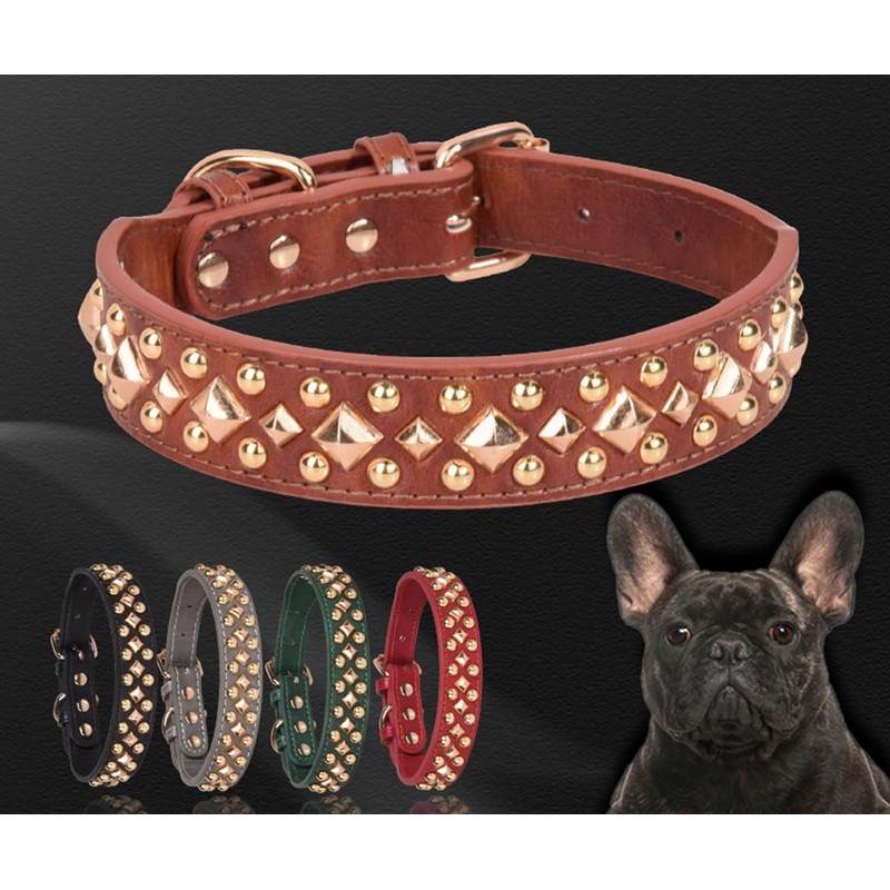 Bbmmayy Spiked Dog Collar, Mushrooms Rivet Studded Adjustable Pu Leather