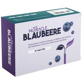 Nutracle Blueberry 600 mg 45 Tablets High Dose Microcirculation Legs, Capillaries, Veins, Eyes and Eyesight Detox for Circulation Titrated in Anthocyanins and Rutin