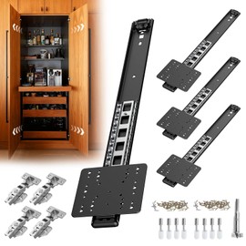 Pocket Door Slides 16in Heavy Duty Hardware Kit with Pivot Hinge for Cabinet Wardrobe Silent Retractable System for Inset Doors 4Pcs