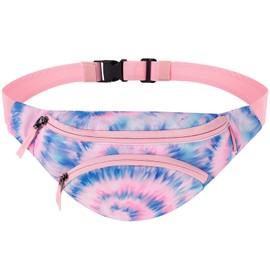 Choco Mocha Kids Fanny Pack Girls Bum Bag Waist Pack with Adjustable Belt Bag for Children Toddler Travel Outdoor Running Sports Age 2-4 3-5 6-8 4-6 6-9, Blue Tie Dye