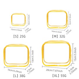 4 PCS Yellow Travel Toiletries Bags Clear Makeup Bags PVC Portable Travel Toiletries Bag for Bathroom, Vacation, 4 Sizes