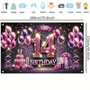 Starlit Patio Happy 14th Birthday Decorations Backdrop Banner for Girls