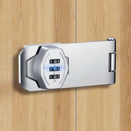 Keyless Locks for Cabinets：3 Digit Cabinets Combination Lock Closet Door Lock - Bifold Door Lock - Slide Double Door Lock for Folding Door Garage Shed Cupboard Barn Pantry 4" 1pcs Silver