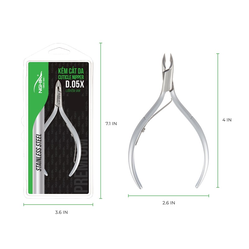 NGHIA Premium Cuticle Nipper - D-05X Jaw 16 (Stainless Steel)