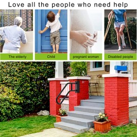 SELEWARE Heavy Duty 28" Handrails for Outdoor 1-3 Step, Non-Slip Door Jamb Corner Wall Mount Stair Hand Railing Grab Bars, U-Shape Safety Handle for Garage, Porch, Garden (Left Handed, Dia 1.3" Pipe)