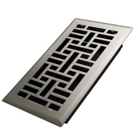 Howeall 4x8 Inches Heavy Duty WalkSNle Floor Register Easy Adjust Air Supply Lever Floor Vents - Seattle Design - Vent Cover for Home Floor - Satin Nickel