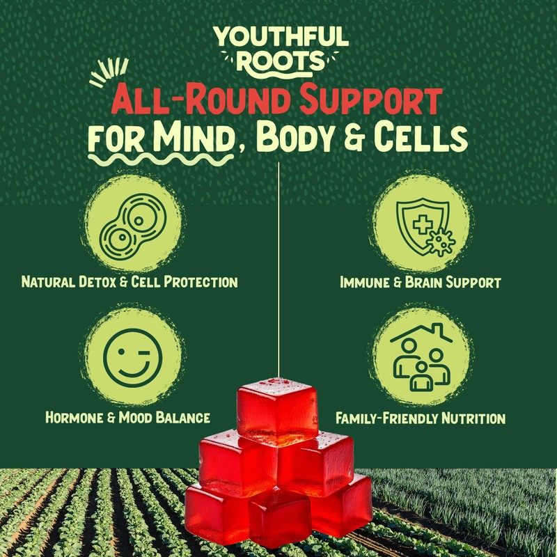 Youthful Roots Sulforaphane Gummies, UK 3rd Party Tested, Strawberry Flavour,