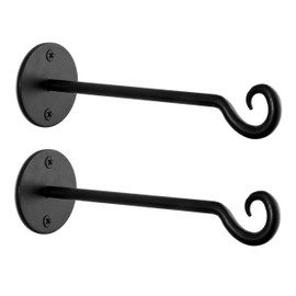 Monarch Abode 20144 Premium Steel Multi Purpose Decorative Hanger Plant Bracket Rust Resistant Indoor Outdoor Garden Wall Hook (Set of 2) 7.5 inches, Black