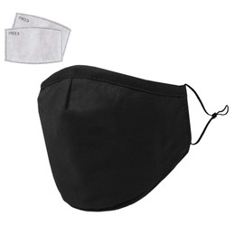 DALIX 3 Layer Cloth Face Mask Filter Pocket Adjustable Nose Ear Loops Black S-M