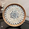 Rattan Serving Tray with Mother of Pearl, Round Coffee Table