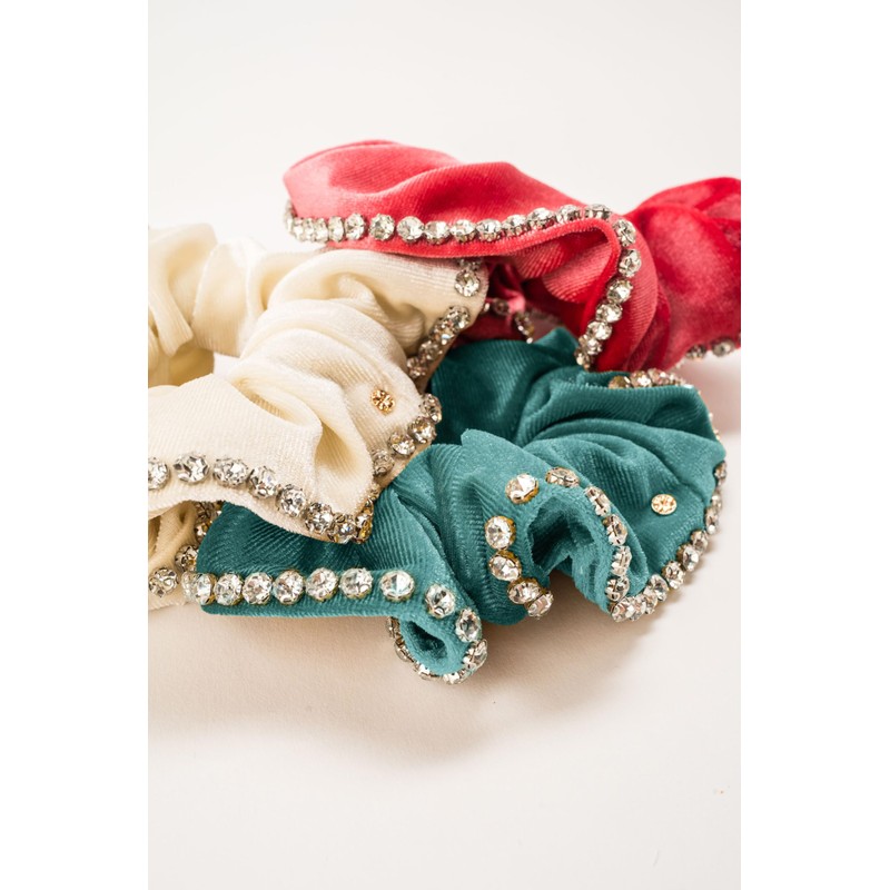 Violet and Brooks Embellished Scrunchie - Cream