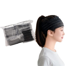 HUIKKJP 100 Pcs Disposable Hair Bands & Hair Caps Non-Woven Black for Face Wash Cosmetic Business