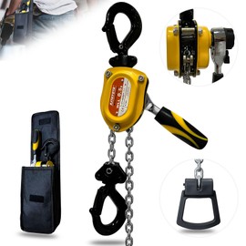 KITUYOTO Mini Chain Hoist 1/2 Ton(1100lbs)-Manual Lever Chain Hoist 5Ft Lift with Safety Hooks|Miniature Come Along Winch Heavy Duty Puller Workshop|Portable Ratchet G80 Chain Fall Hoist for Garages