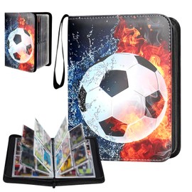 Sammelalbum Fußball Karten, Fußball Karten Sammelalbum mit Reißverschluss, 50 Seiten Kapazität für 400 Karten, Fußballstar karten sammelabum, Kompatibel mit Allen Arten von Karten (C)