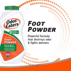 Odor-Eaters Foot Powder, 6 oz, Pack of 4 – Foot Odor Eliminator for Shoes & Feet, Odor Control, Easy Grip Bottle, Foot & Shoe Powder, Talc Free