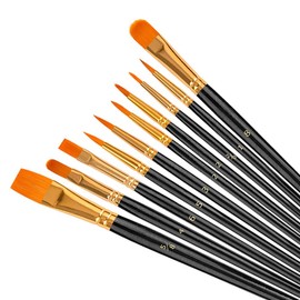 Soucolor Canvas Painting Brushes, 10-Pack Round Pointed Tip Water Color Paint Brushes Set for Canvases Face & Fabric, Arts and Crafts Supplies, Painting, Drawing & Art Supplies, Black