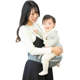 Hip Seat, Baby Carrier, 44.1 lbs (20 kg), Mesh Stuffy, Lightweight, Compact, Laouche, Japanese Instruction Manual Included (E. Gray)
