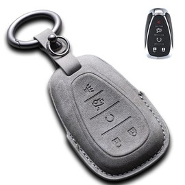 3D-Designed Suede Leather Key Fob Cover for 2016-2021 Chevy Remote Keys,for Malibu,Equinox,Cruze,Trax,Camaro,Blazer,Traverse,Spark,Comes with A Matching Color Ring Buckle