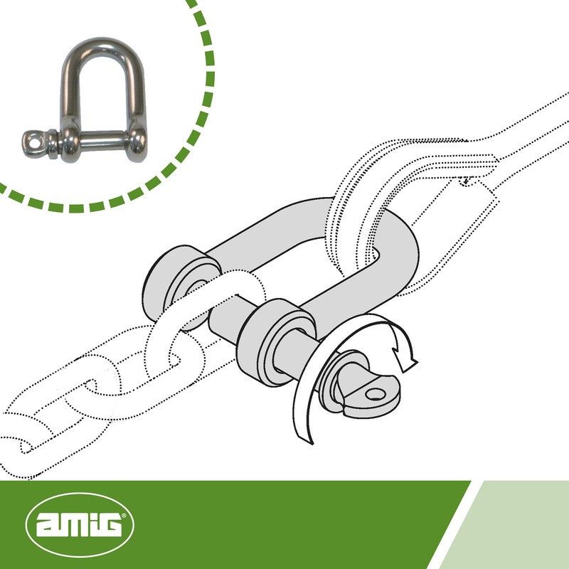 Amig - Pack of 2 Straight Shackles Model 30130 Stainless