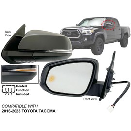 APA Replacement for Exterior Rear View Mirror 2016-2023 TACOMA Power Heated with Blind Spot Detection with Turn Signal Light Paint-to-Match Smooth Cap Driver Left Side 8794004250 TO1320350