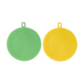 Silicone Sponge 2 Pcs - Heat Resistant Silicone Scrubber - Washing Silicone Dish Scrubber - Double Sided Food Grade Silicone Sponge for Cleaning